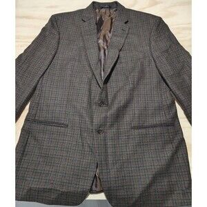 Lauren Ralph Mens 46L Lambswool Wool Blazer Sport Coat Gray Brown 2 Button